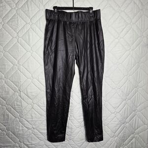 Isabel Faux Leather Tapered Skinny Leggings Pants Black Size XL Polyester stretc